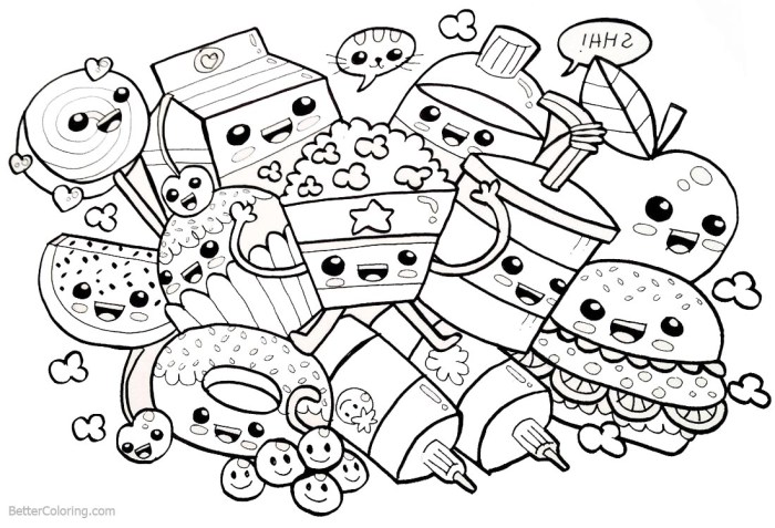 Kawaii coloring pages food