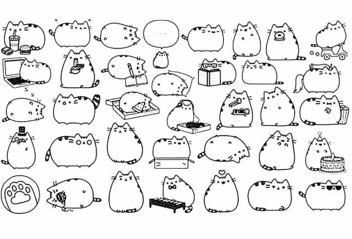 Pusheen coloring pages food