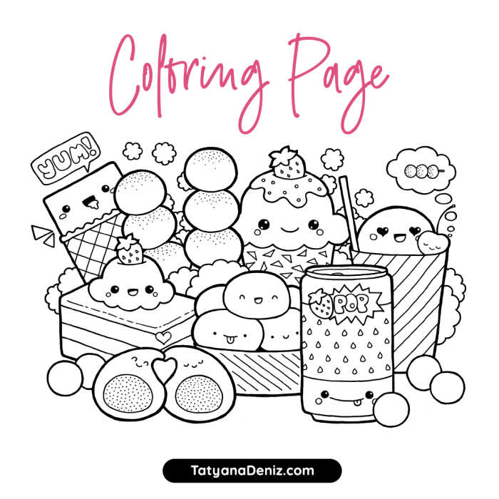 Kawaii coloring pages food