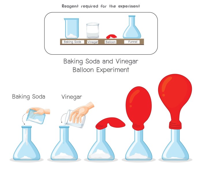 Baking soda food coloring vinegar