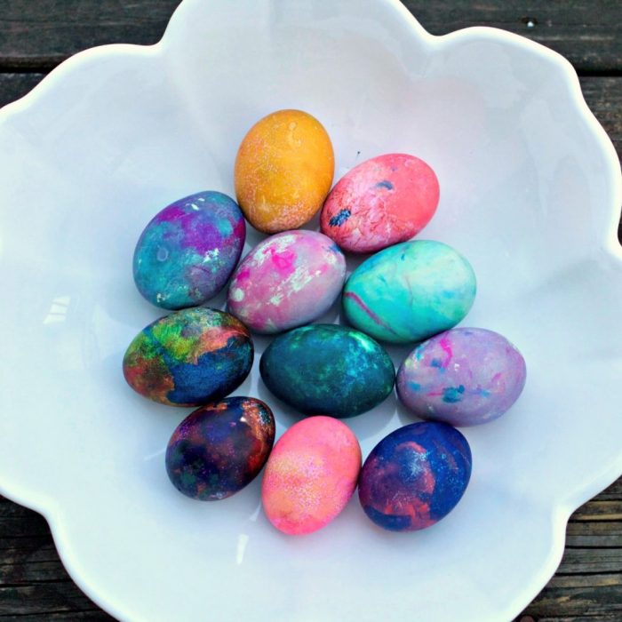 Color easter eggs with food coloring