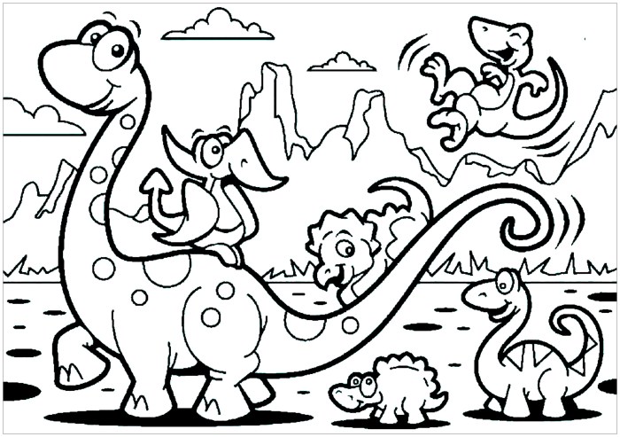 Coloring book pages dinosaurs