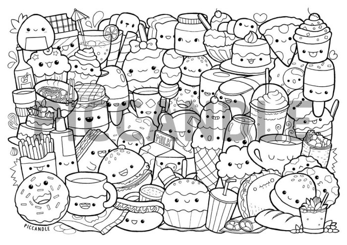 Cute food with faces coloring pages