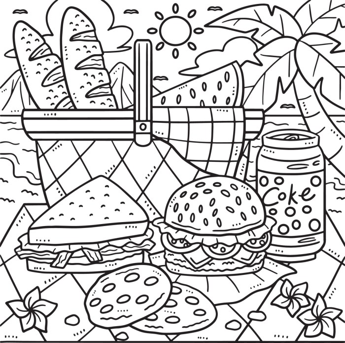 Picnic food coloring pages