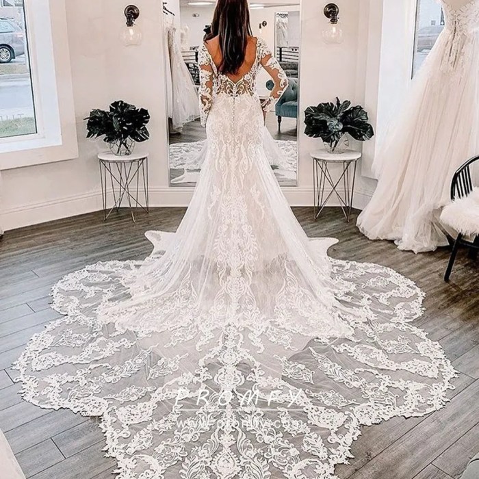 Ball gown wedding dress with long train