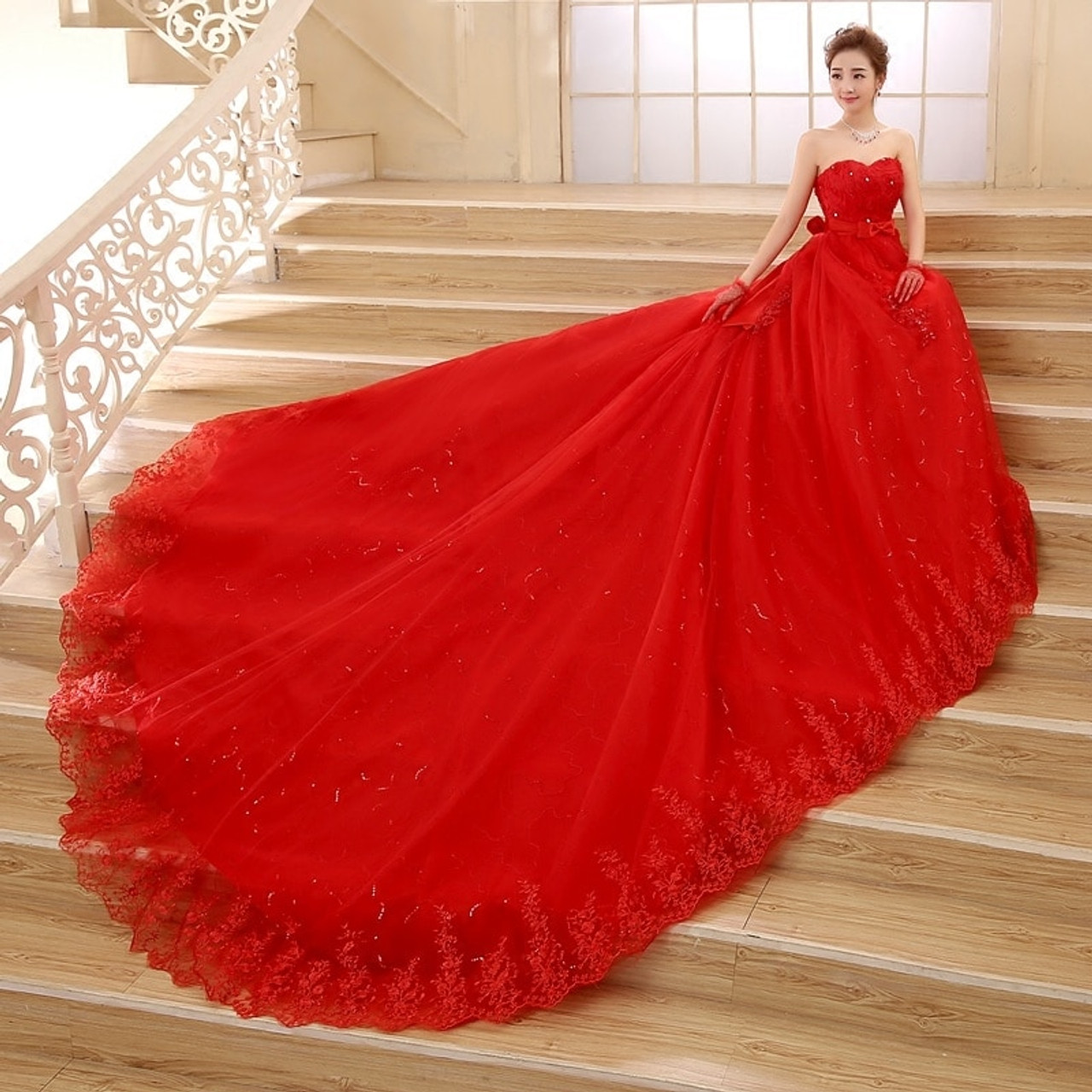 Ball gown wedding dresses red