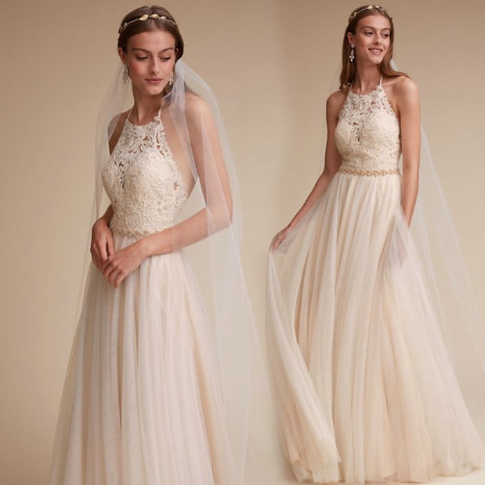 Halter aline wedding dress