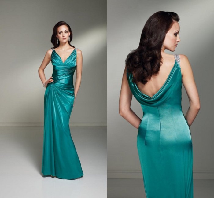 Green satin wedding guest dress