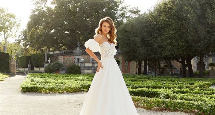 Basque waist corset wedding dress