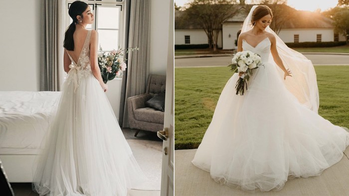 Floral tulle wedding dress